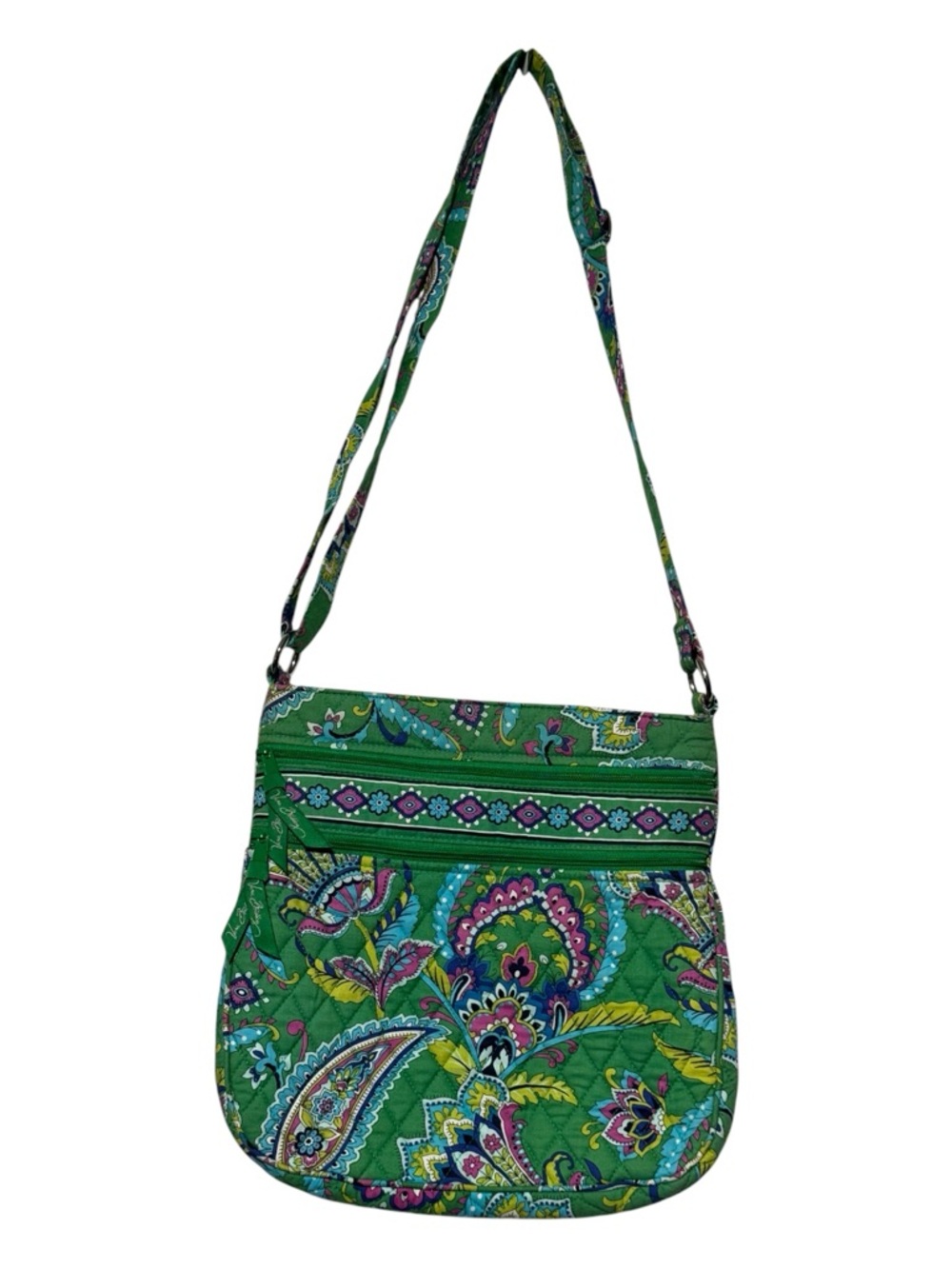 Vera Bradley Emerald Paisley Triple Zip Hipster Crossbody Bag Green Floral